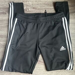 Adidas Kids Black Joggers with White Stripes, Small 8/10
